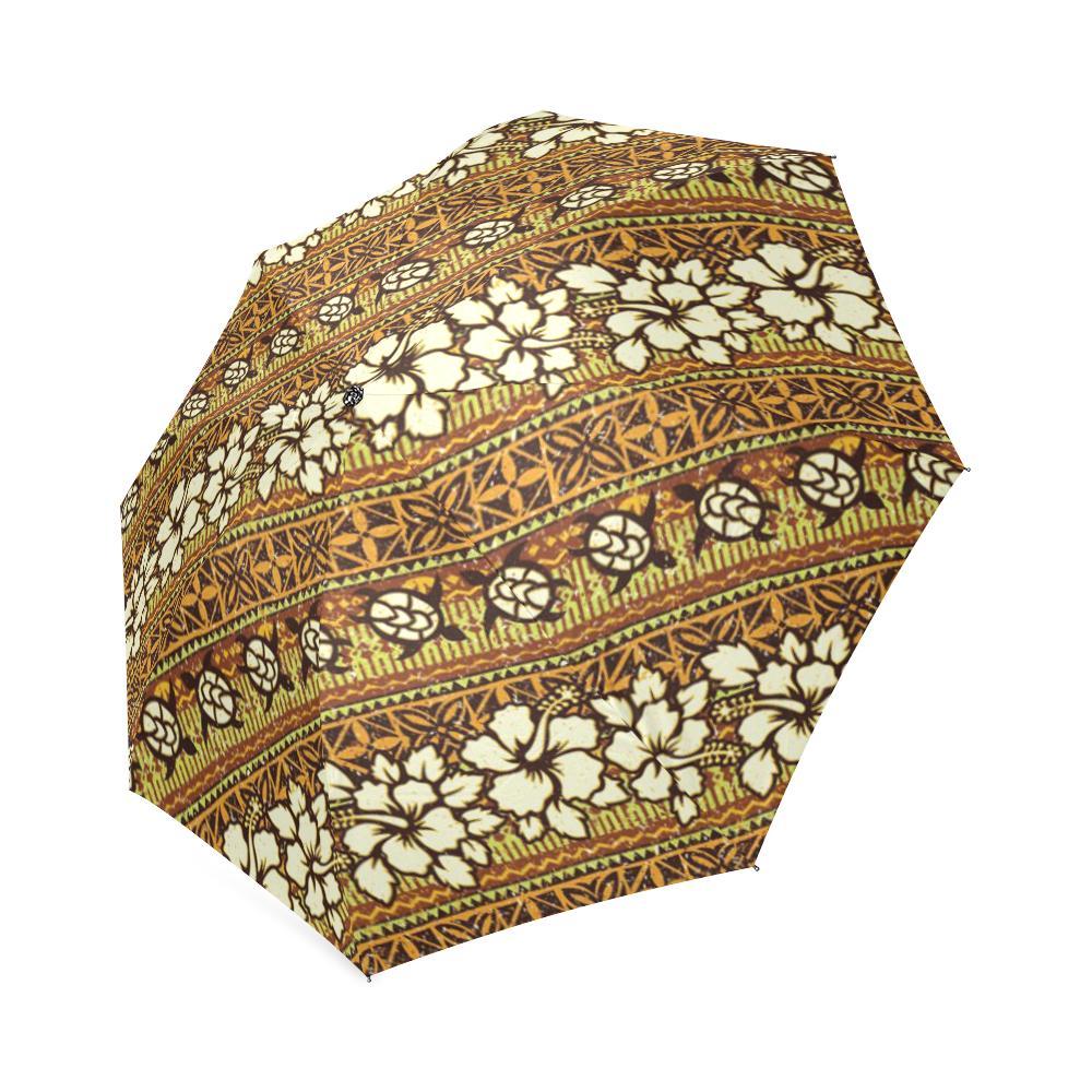 Sea Turtle Aztec Hibiscus Hawaiian Pattern Print Foldable Umbrella-grizzshop