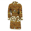 Sea Turtle Aztec Hibiscus Hawaiian Pattern Print Men Long Robe-grizzshop