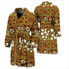 Sea Turtle Aztec Hibiscus Hawaiian Pattern Print Men Long Robe-grizzshop