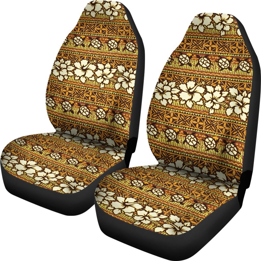 Sea Turtle Aztec Hibiscus Hawaiian Pattern Print Universal Fit Car Seat Cover-grizzshop