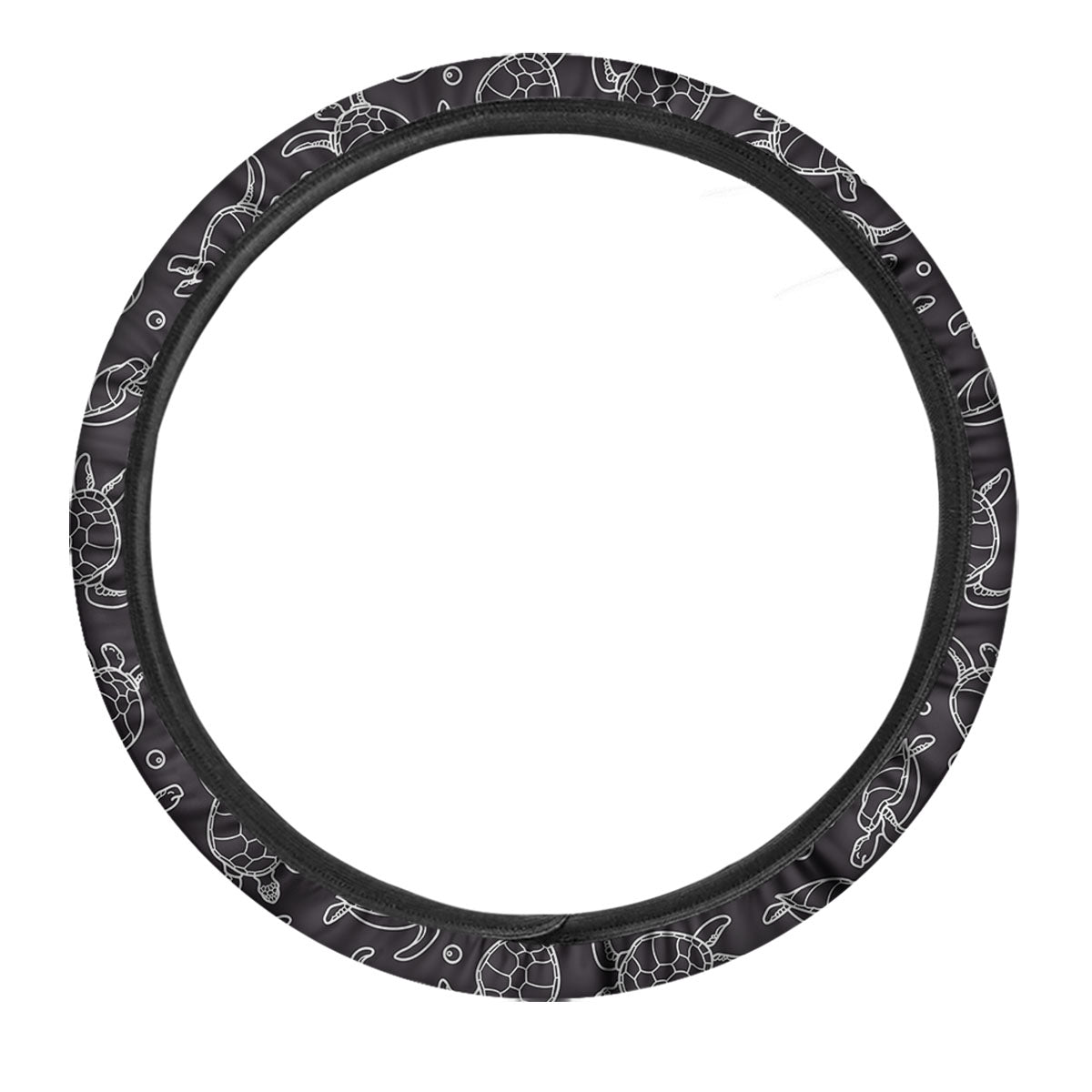 Sea Turtle Black And White Print Pattern Car Steering Wheel Cover-grizzshop