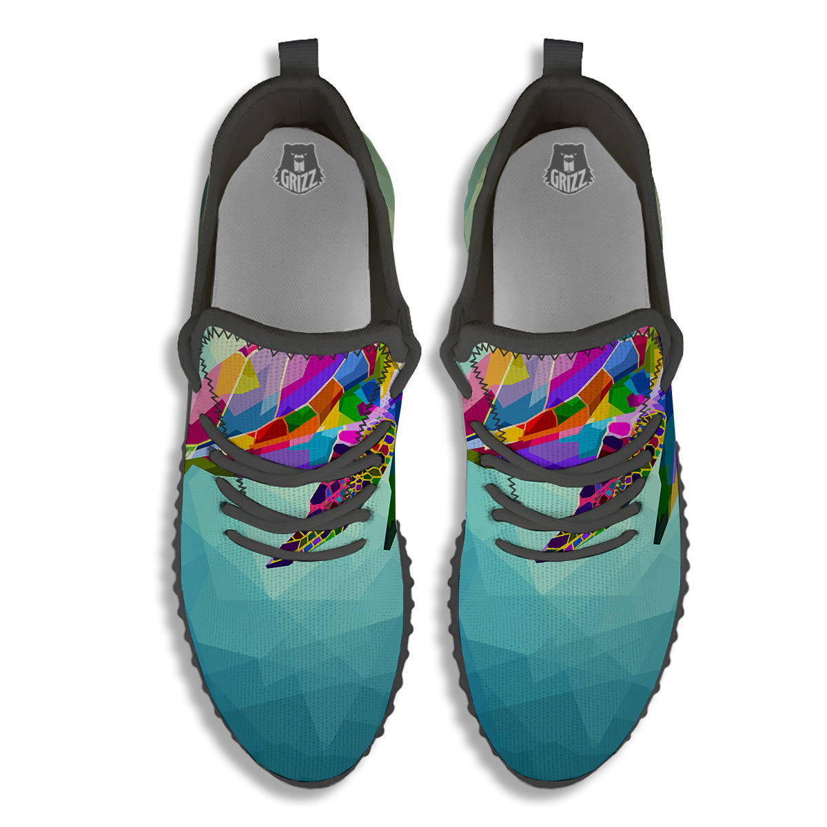 Sea Turtle Colorful Print Black Walking Shoes-grizzshop