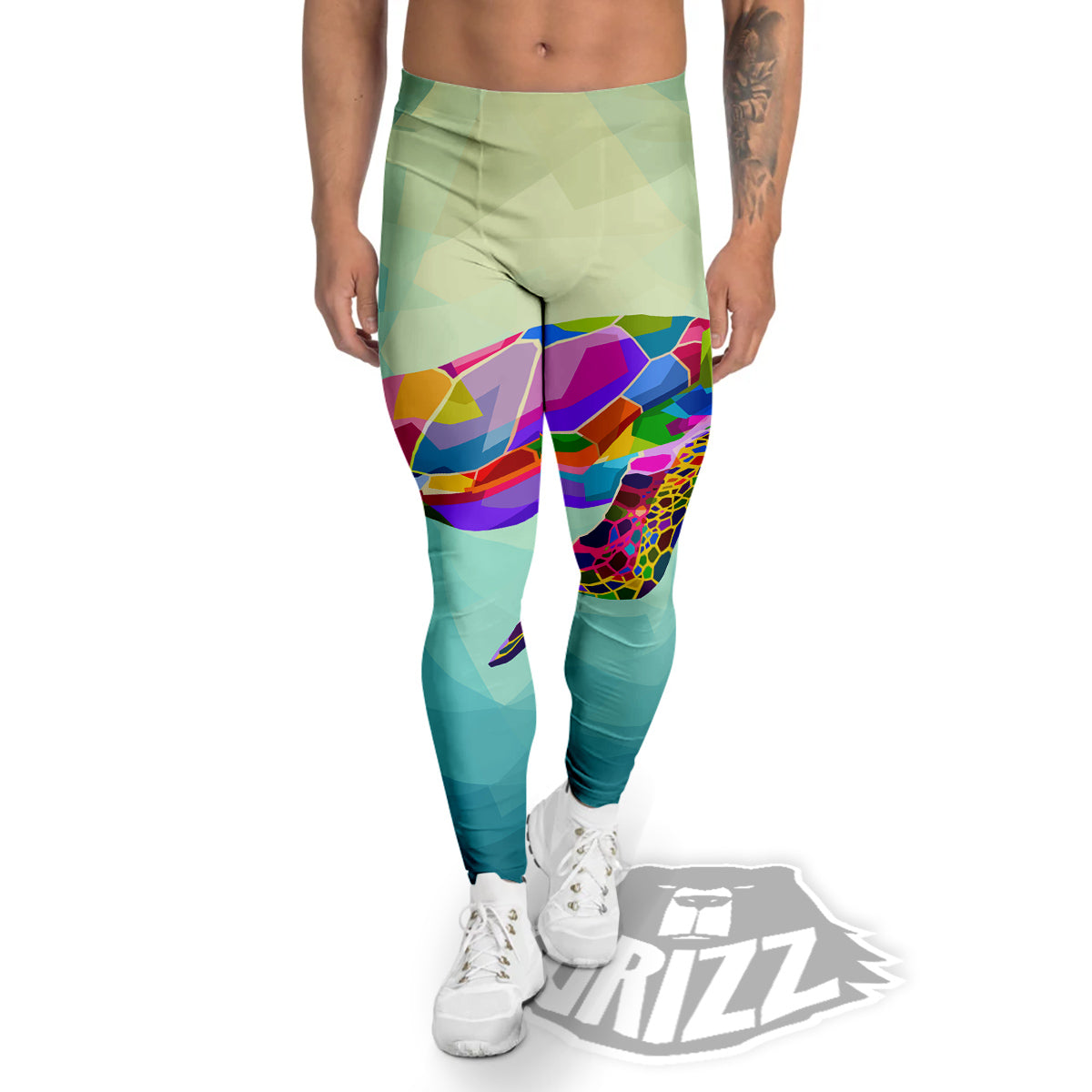 Sea Turtle Colorful Print Men's Leggings-grizzshop