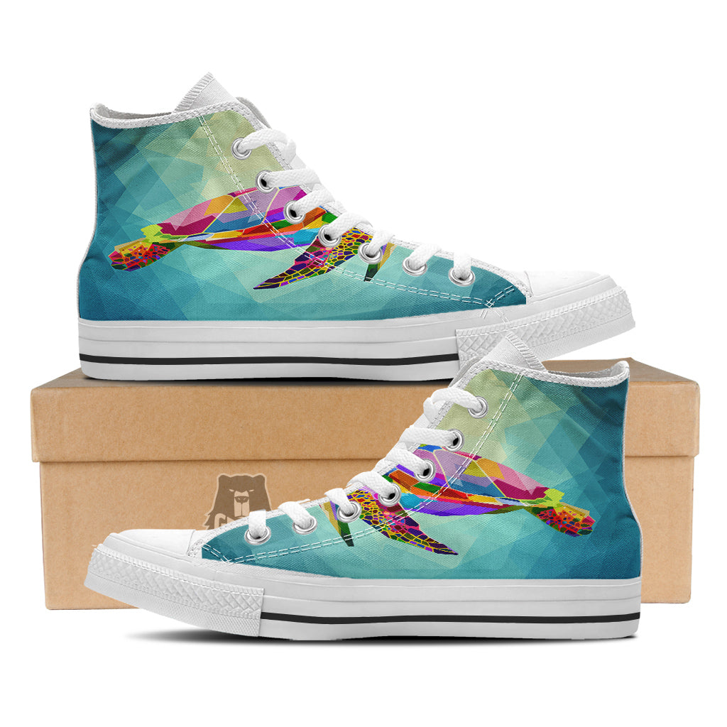 Sea Turtle Colorful Print White High Top Shoes-grizzshop