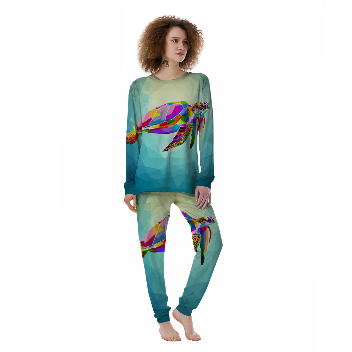 Sea Turtle Colorful Print Women's Pajamas-grizzshop