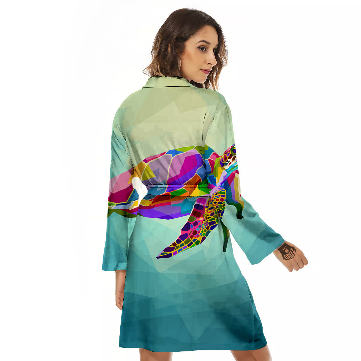 Sea Turtle Colorful Print Women's Robe-grizzshop