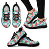 Sea Turtle Floral Hawaiian Pattern Print Black Sneaker Shoes For Men Women-grizzshop