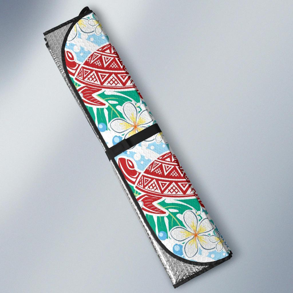 Sea Turtle Floral Hawaiian Pattern Print Car Sun Shade-grizzshop
