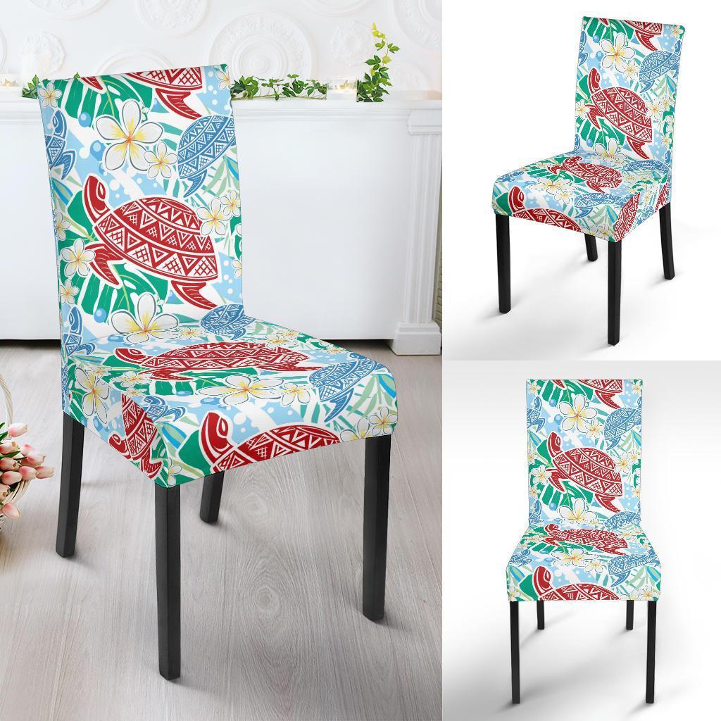 Sea Turtle Floral Hawaiian Pattern Print Chair Cover-grizzshop