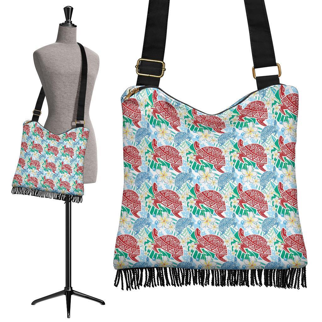 Sea Turtle Floral Hawaiian Pattern Print Crossbody Bags-grizzshop