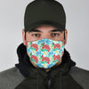 Sea Turtle Floral Hawaiian Pattern Print Face Mask-grizzshop