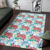 Sea Turtle Floral Hawaiian Pattern Print Floor Mat-grizzshop