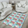 Sea Turtle Floral Hawaiian Pattern Print Floor Mat-grizzshop