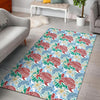 Sea Turtle Floral Hawaiian Pattern Print Floor Mat-grizzshop