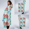 Sea Turtle Floral Hawaiian Pattern Print Hooded Blanket-grizzshop