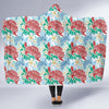 Sea Turtle Floral Hawaiian Pattern Print Hooded Blanket-grizzshop