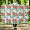 Sea Turtle Floral Hawaiian Pattern Print Hooded Blanket-grizzshop