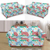 Sea Turtle Floral Hawaiian Pattern Print Loveseat Cover-grizzshop