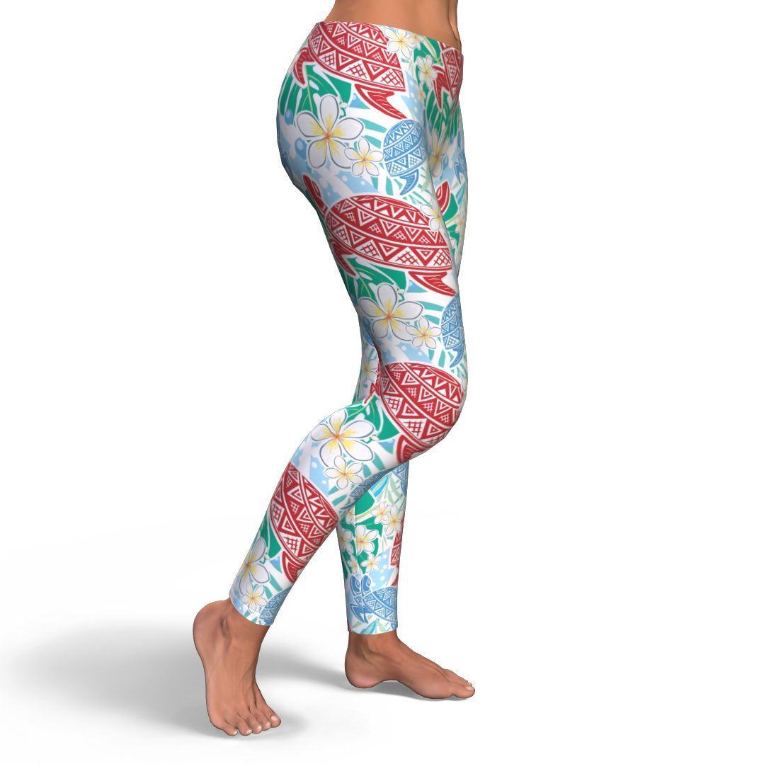 Sea Turtle Floral Hawaiian Pattern Print Pattern Women Leggings-grizzshop