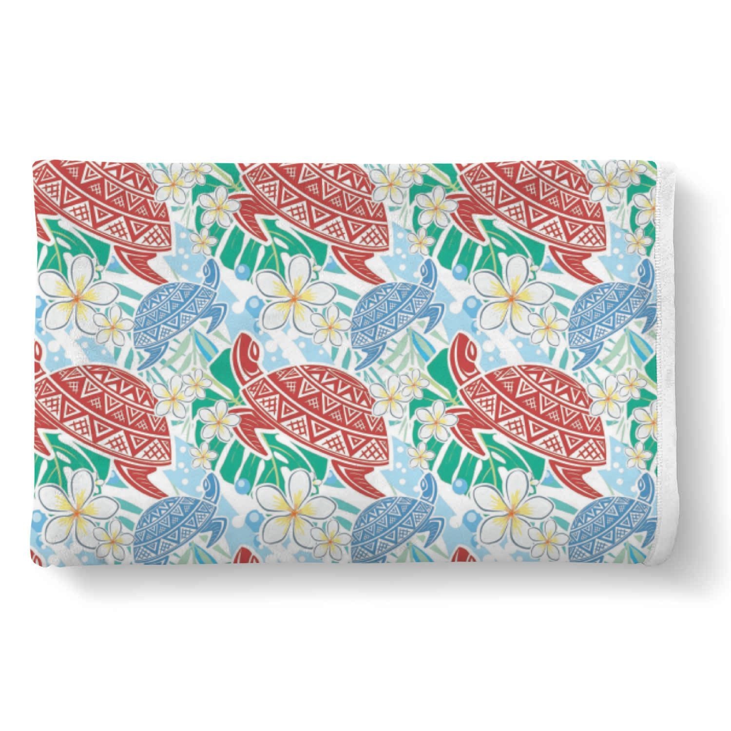 Sea Turtle Floral Hawaiian Pattern Print Throw Blanket-grizzshop