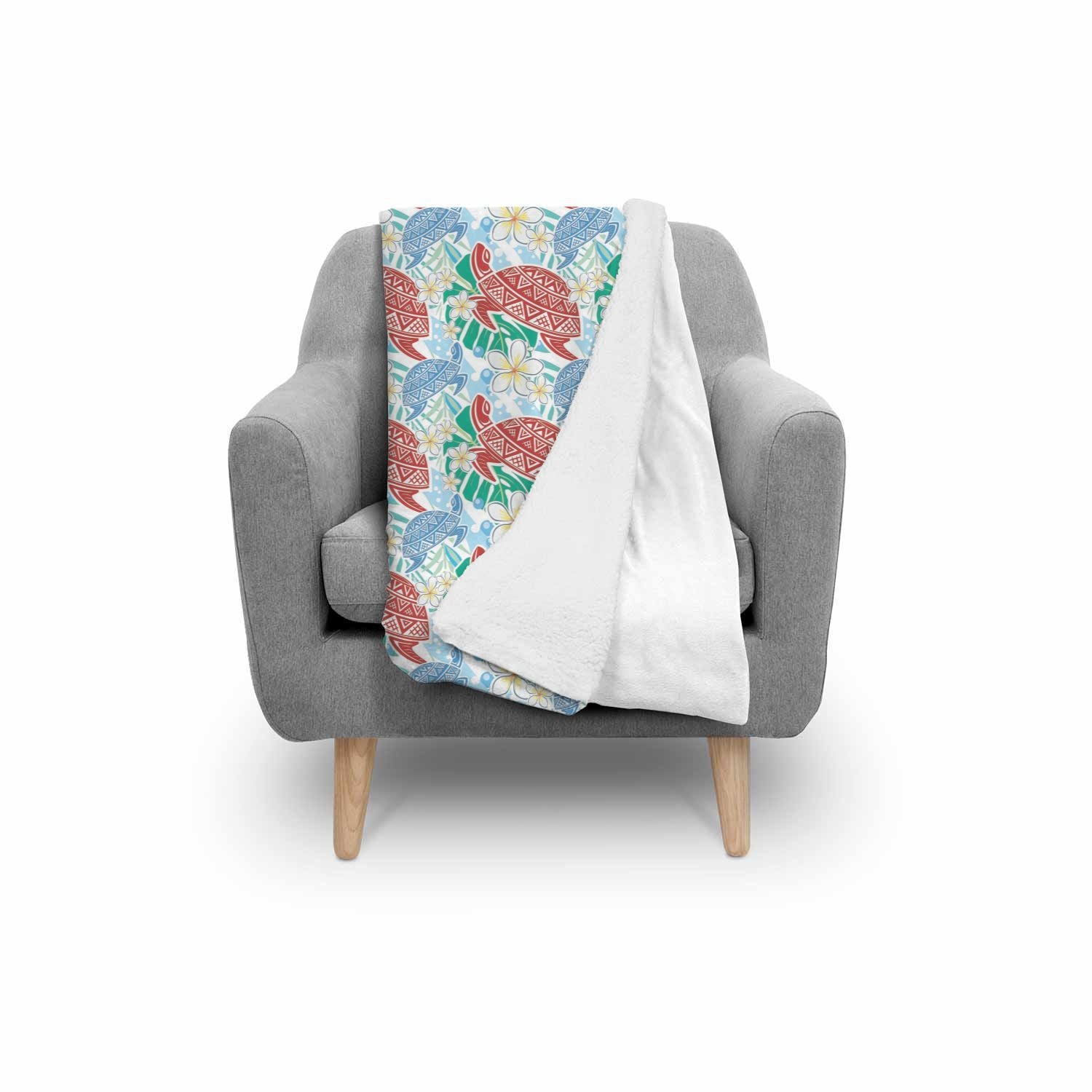 Sea Turtle Floral Hawaiian Pattern Print Throw Blanket-grizzshop