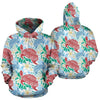 Sea Turtle Floral Hawaiian Pattern Print Women Men Pullover Hoodie-grizzshop