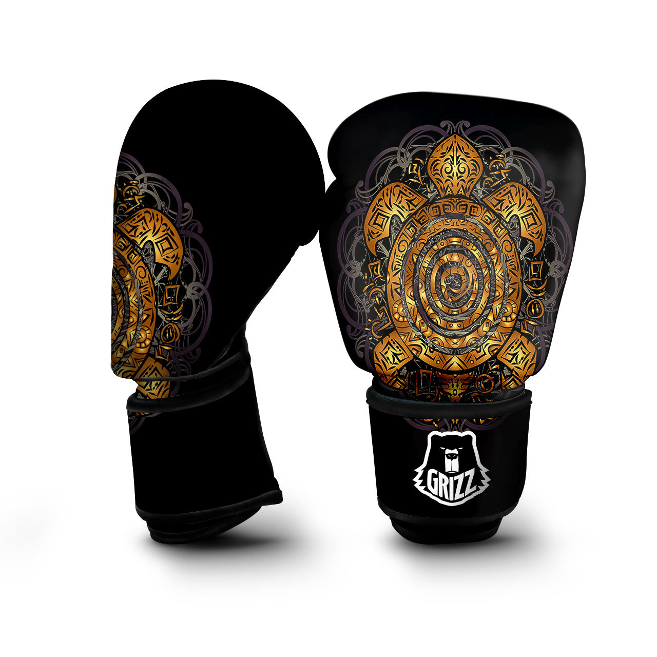 Sea Turtle Golden Tribal Print Boxing Gloves-grizzshop