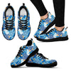 Sea Turtle Hawaiian Blue Pattern Print Black Sneaker Shoes For Men Women-grizzshop