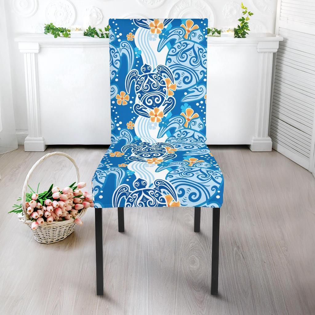 Sea Turtle Hawaiian Blue Pattern Print Chair Cover-grizzshop