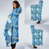 Sea Turtle Hawaiian Blue Pattern Print Hooded Blanket-grizzshop