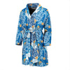 Sea Turtle Hawaiian Blue Pattern Print Men Long Robe-grizzshop