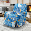 Sea Turtle Hawaiian Blue Pattern Print Recliner Cover-grizzshop