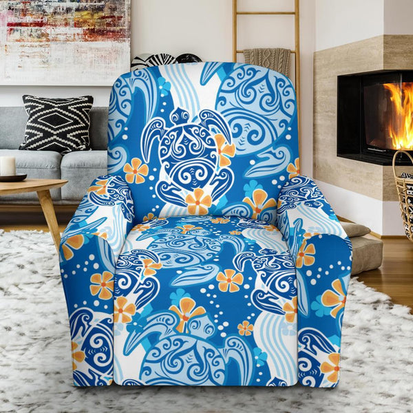 Blue best sale pattern recliner