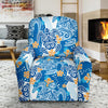 Sea Turtle Hawaiian Blue Pattern Print Recliner Cover-grizzshop