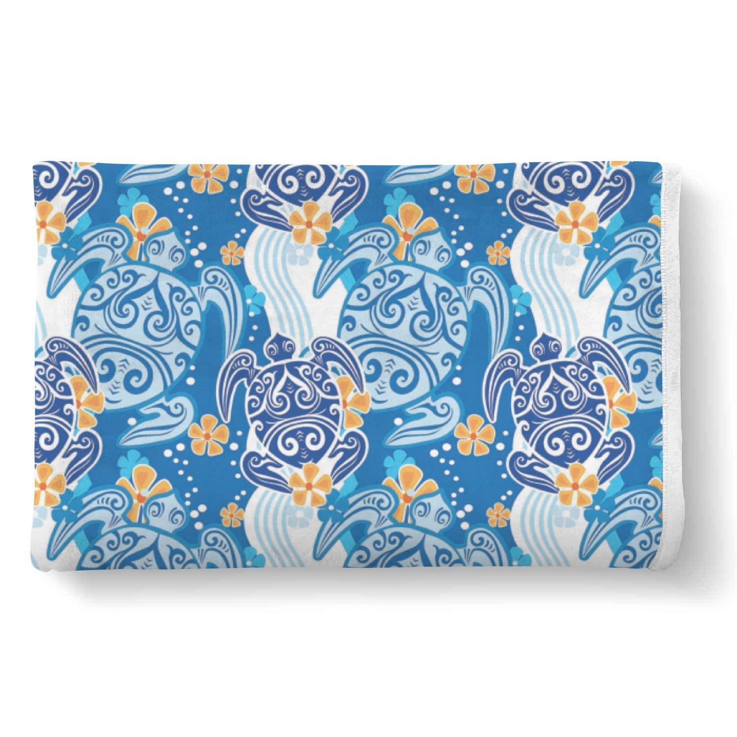 Sea Turtle Hawaiian Blue Pattern Print Throw Blanket-grizzshop