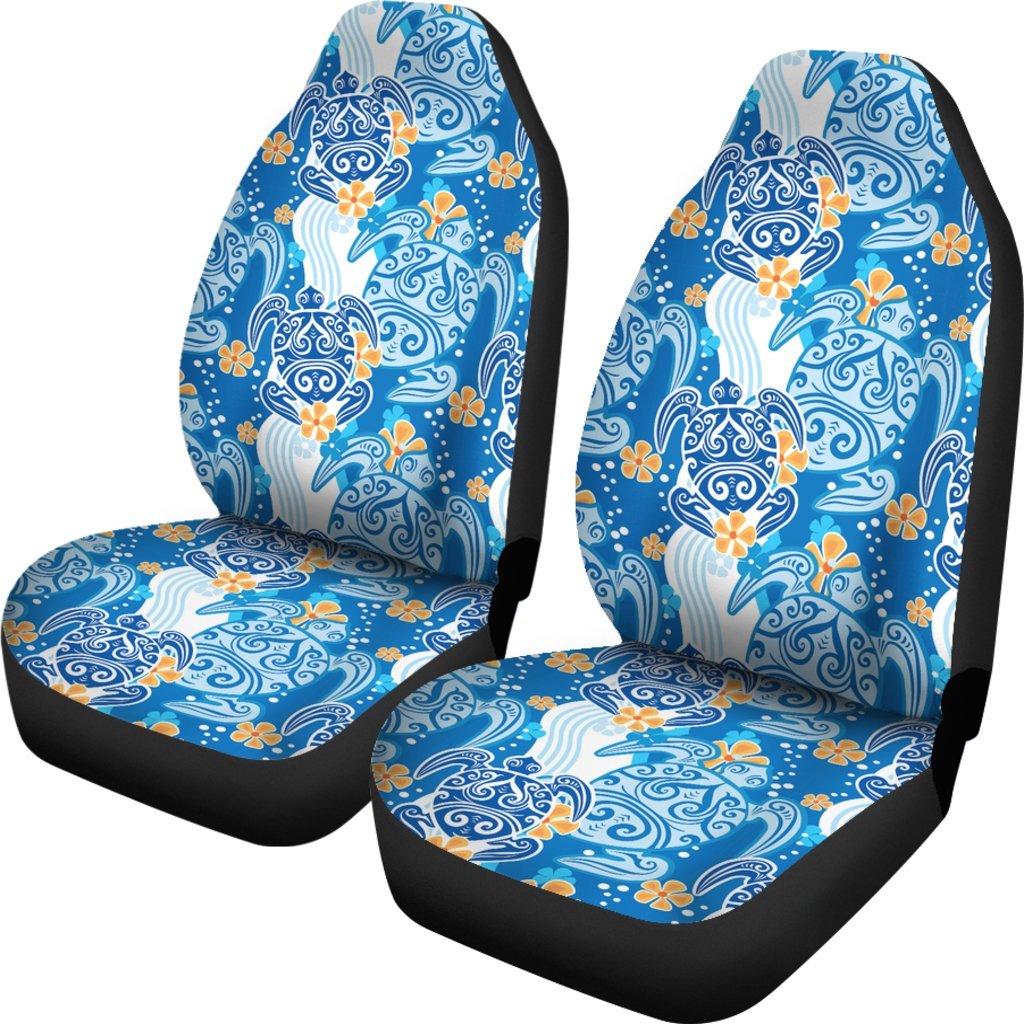 Sea Turtle Hawaiian Blue Pattern Print Universal Fit Car Seat Cover-grizzshop