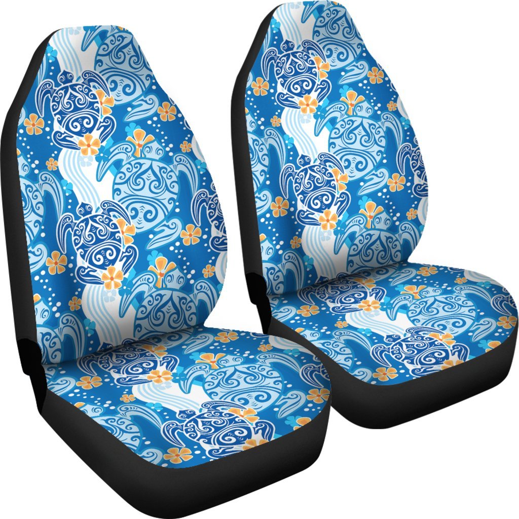 Sea Turtle Hawaiian Blue Pattern Print Universal Fit Car Seat Cover-grizzshop