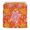 Sea Turtle Hawaiian Orange Pattern Print Duvet Cover Bedding Set-grizzshop