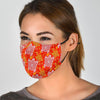 Sea Turtle Hawaiian Orange Pattern Print Face Mask-grizzshop