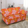 Sea Turtle Hawaiian Orange Pattern Print Loveseat Cover-grizzshop