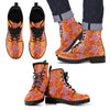 Sea Turtle Hawaiian Orange Pattern Print Men Women Leather Boots-grizzshop