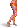 Sea Turtle Hawaiian Orange Pattern Print Pattern Women Leggings-grizzshop