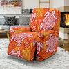 Sea Turtle Hawaiian Orange Pattern Print Recliner Cover-grizzshop