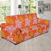 Sea Turtle Hawaiian Orange Pattern Print Sofa Covers-grizzshop