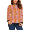 Sea Turtle Hawaiian Orange Pattern Print Women Crewneck Sweatshirt-grizzshop