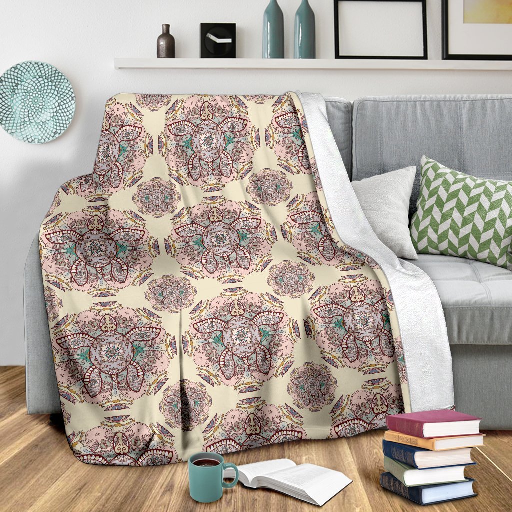 Sea Turtle Hawaiian Pattern Print Blanket-grizzshop