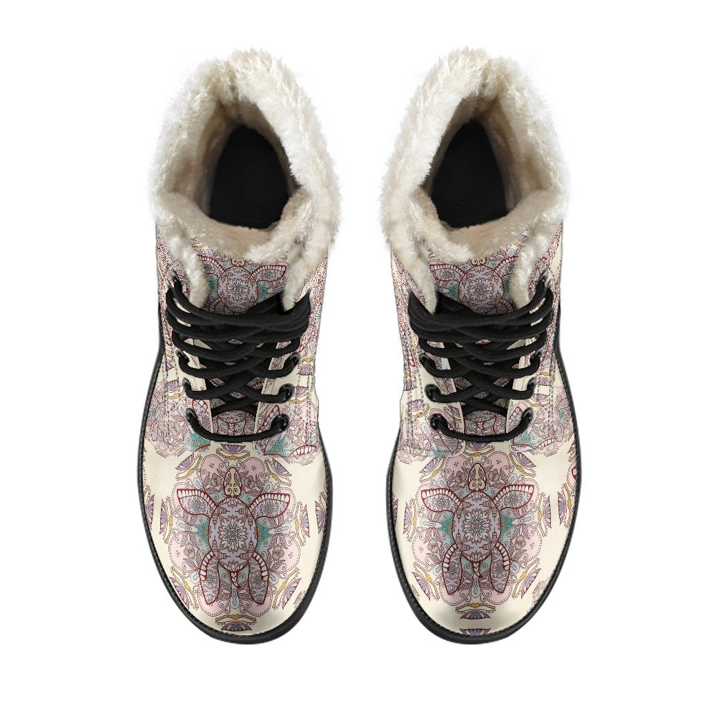 Sea Turtle Hawaiian Pattern Print Comfy Winter Boots-grizzshop