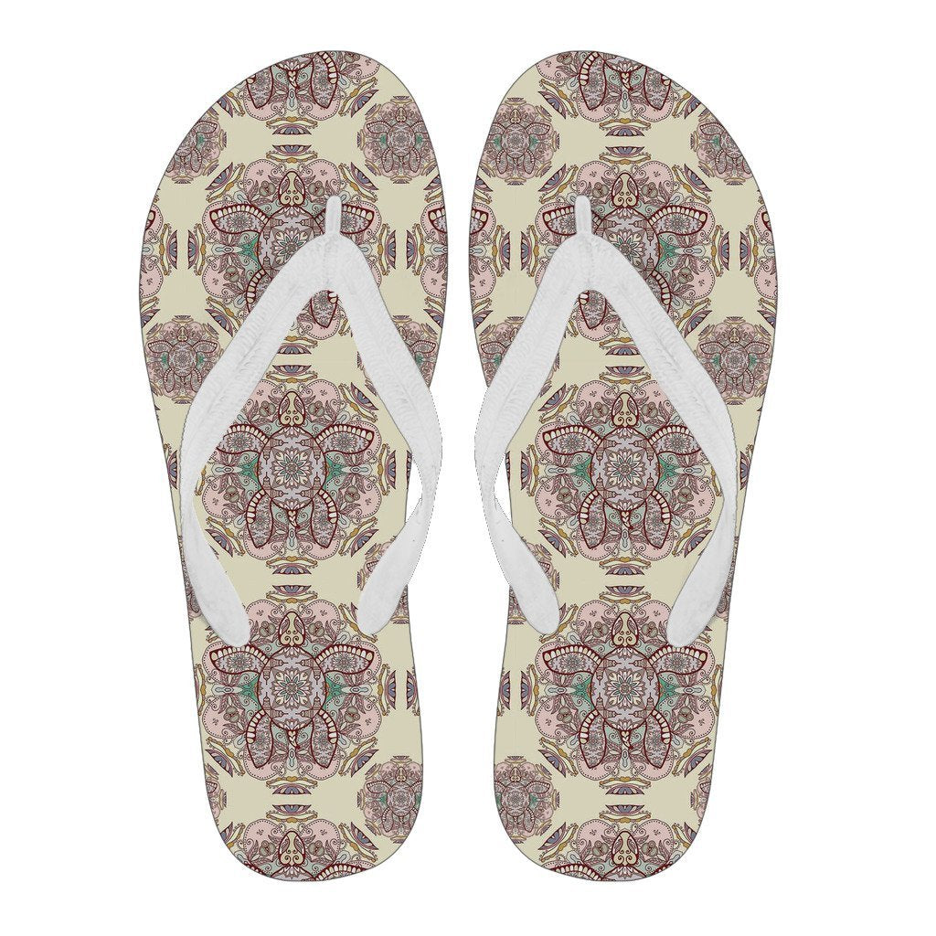 Sea Turtle Hawaiian Pattern Print Men & Women Flip Flops-grizzshop