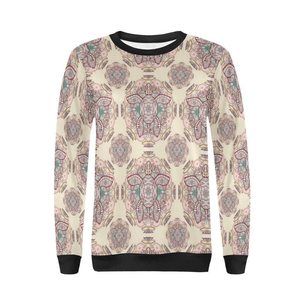 Sea Turtle Hawaiian Pattern Print Women Crewneck Sweatshirt-grizzshop