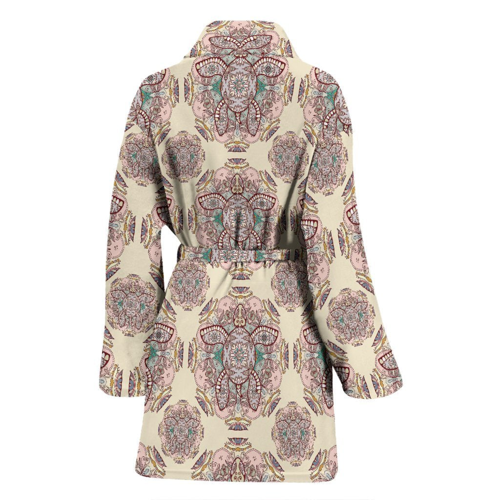 Sea Turtle Hawaiian Pattern Print Women Long Robe-grizzshop